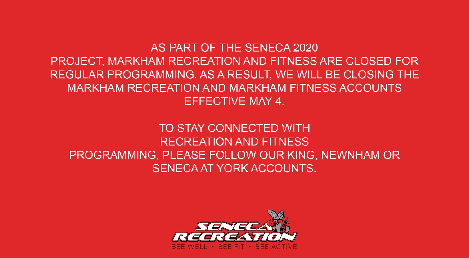 Markham Rec & Fitness Closing
